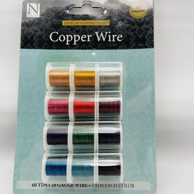 Jewlery Connection 12 Spools 28 Gauge Colorful Copper Beading Wire - 5 Yd Each