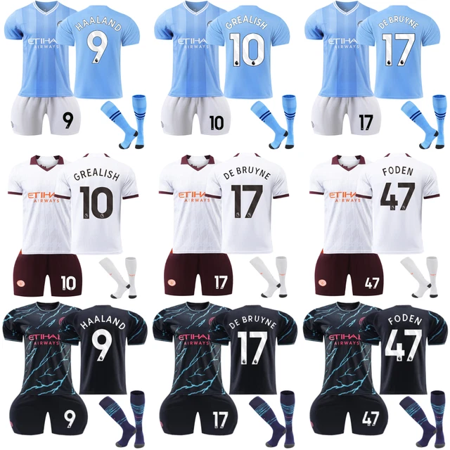 Kids Man City Home Away Third Kits Boys Girls Full Strip Short+Shirt+Socks