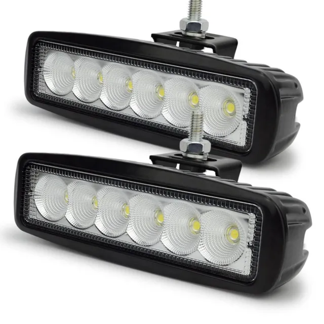 2x 6inch 18w LED Work Driving Light Bar COB Flood Beam Lamp Reverse Offroad 4x4