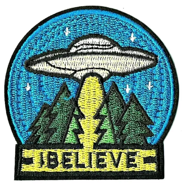⫸ I BELIEVE UFO Embroidered Roswell Alien Space Ship Area 51 Patch - New