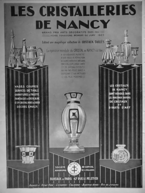 1928 Press Advertisement Nancy Crystallery Models Decorative Arts