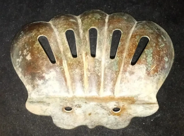 Antique S.Sternau & Co Brass Wall Mount Clam Shell Soap Dish Holder Vintage