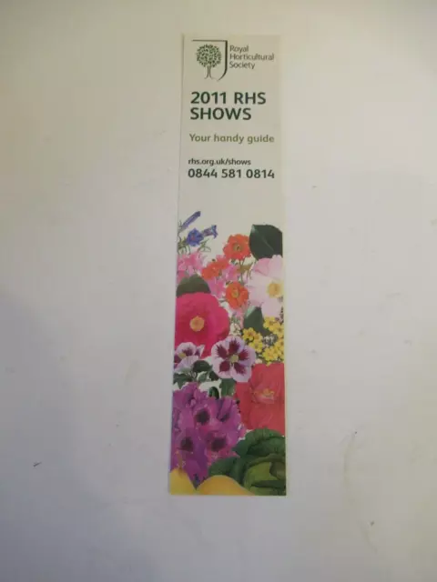 Collectable Royal Horticultural Society 2011 RHS shows guide bookmark, book mark