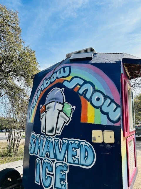 UNIQUE + BRIGHT + RAINBOW SNOW ~ shaved ice trailer for sale, ready to go!