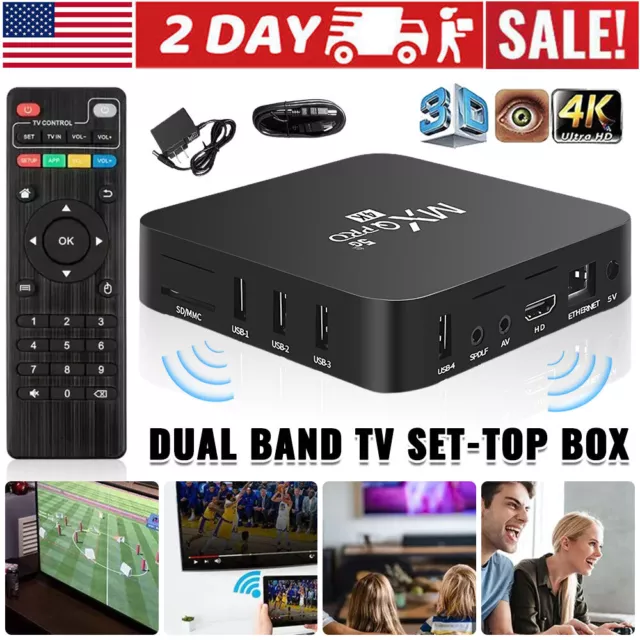 MXQ Pro 4K Ultra HD 64Bit WIFI Android 11 Quad Core Smart TV Box Media Player US