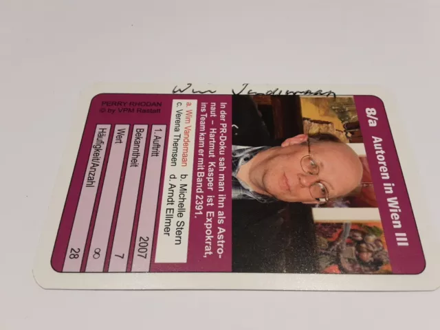 Perry Rhodan Kartenspiel vom Austria Con, eine Karte mit Signatur Wim Vandemaan