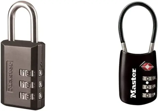 647D Combination Padlock, 1, Black & TSA Set Your Own Combination Luggage Lock,