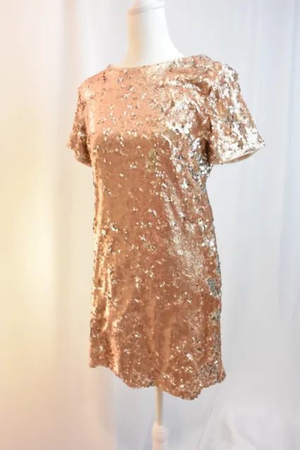 Rose Gold Sequin Mini Dress Forever 21 Contemporary Open Back Valentine's Size S