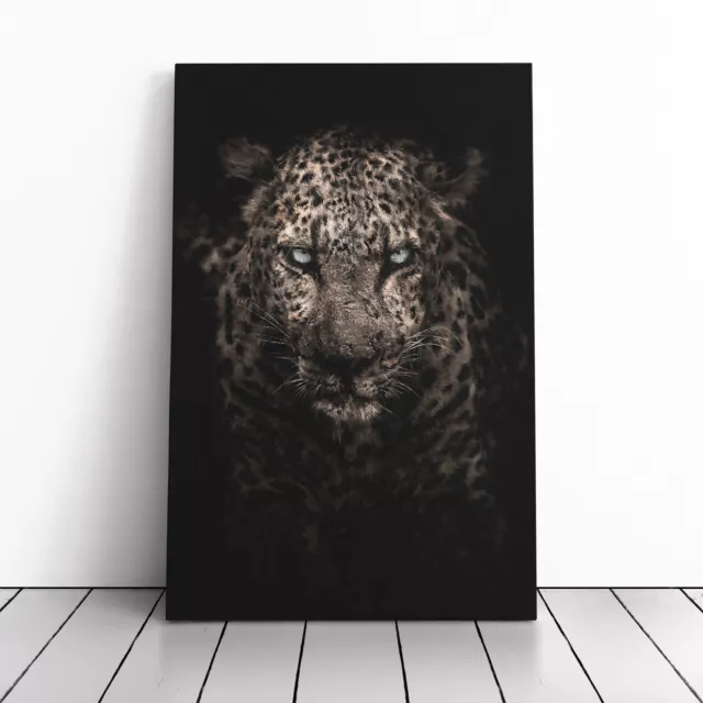 Leopard In The Dark Canvas Wall Art Print Framed Picture Home Decor Living Room