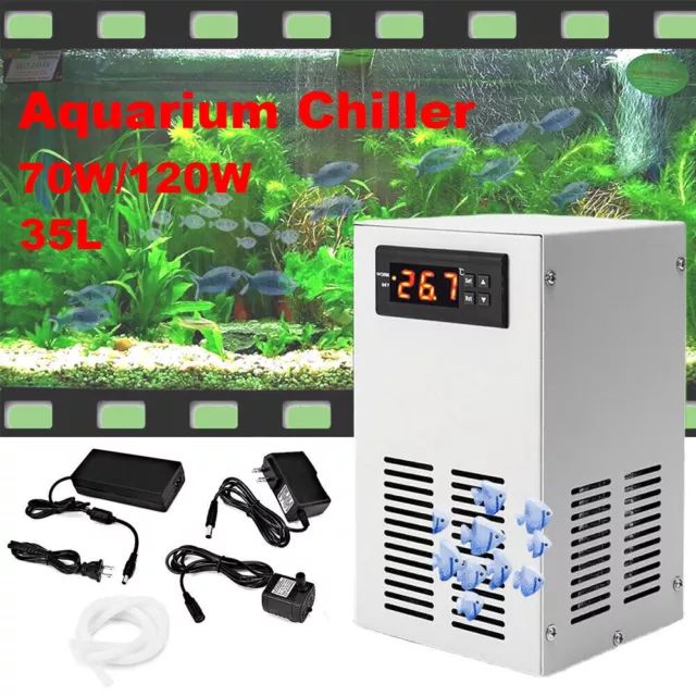 35L Aquarium Chiller Fish Tank Temperature Cooling Equipment 70W/120W + Pump
