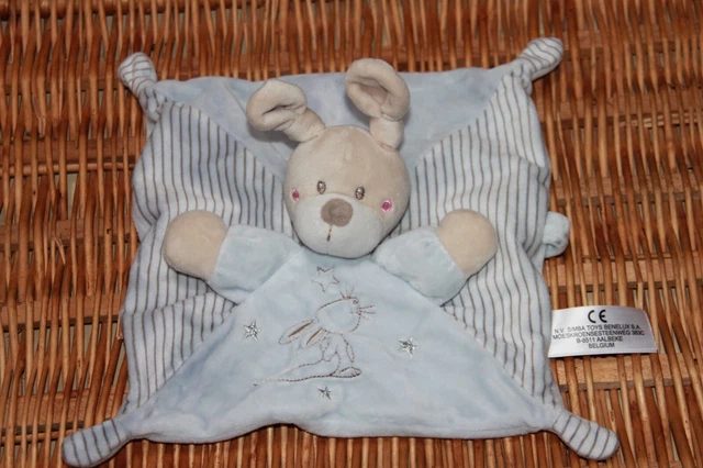 Doudou Simba Toys Kiabi Lapin Plat Bleu Raye Etoile Argente Neuf