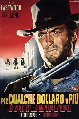 Poster Manifesto Locandina Cinema Stampa Vintage Film Per Qualche Dollaro in Più