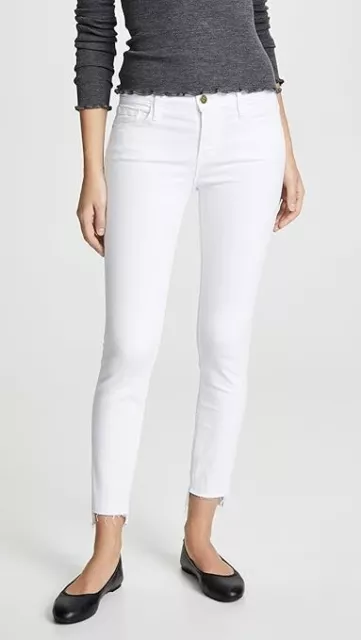 Frame Le Skinny de Jeanne Raw Stagger Hem Jeans White Size 26 Women’s