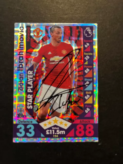 Hand signed football trading card of ZLATAN IBRAHIMOVIC, MAN UTD FC autograph