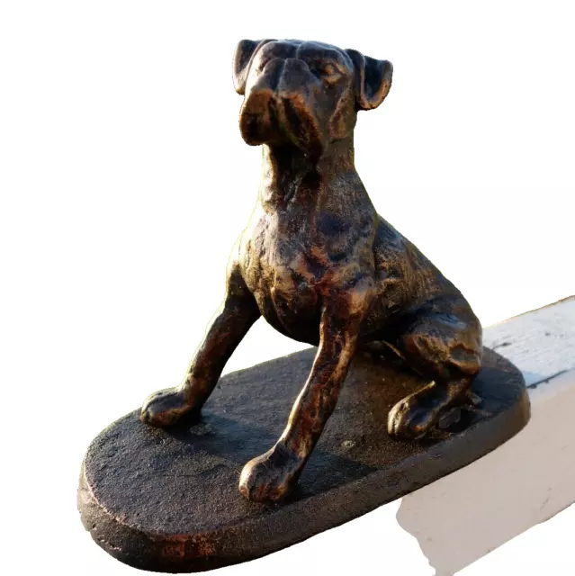 Hunde Skulptur Boxer Haus Garten Deko Gußeisen 15 x18 x9 cm Retro Stil NEU Nr.28