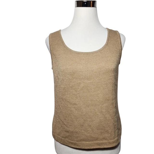 St. John Pullover Santana Knit Tank Top Sz S Wool Blend Beige Basic Layering St. John Pullover Santana Knit Tank Top Sz S Wool Blend Beige Basic Layering