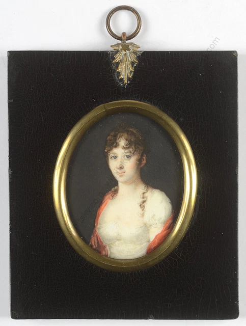 Frederik Christian Camradt-Attrib. "Lady in white gown", fine miniature, ca 1800