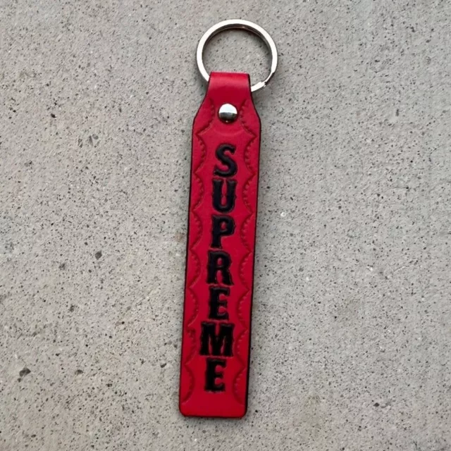 NEW Supreme Leather Keychain Red Black box logo accessories authentic lanyard