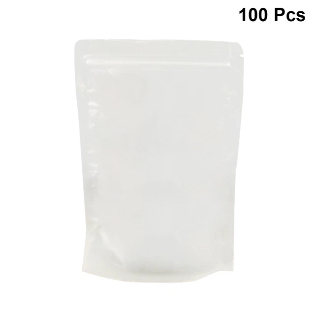 100pcs Transparent Reclosable Sealing Bags Frosted Bulk Food Storage Pouch