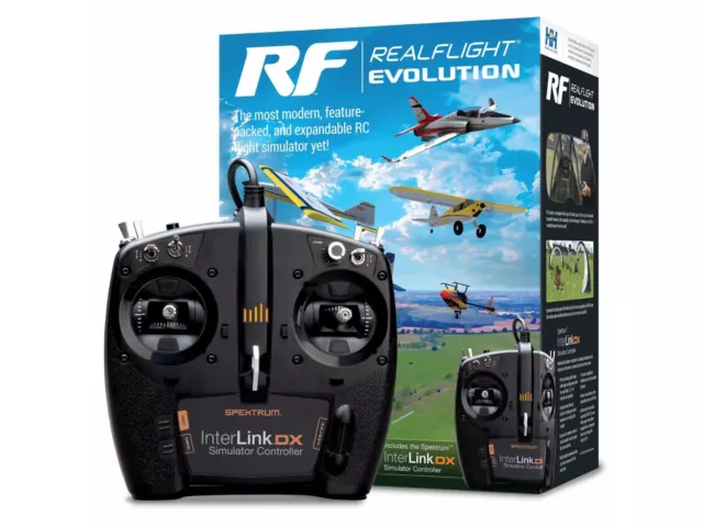 RealFlight Evolution RC Flugsimulator mit InterLink DX Controller.