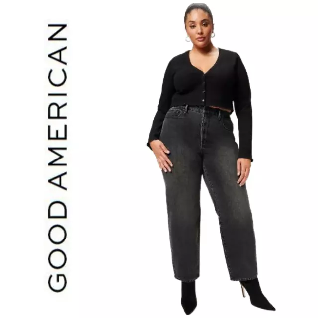 New Good American Plus Sz 18 Good 90's Trouser Fit Black Jeans NWT GNT999B