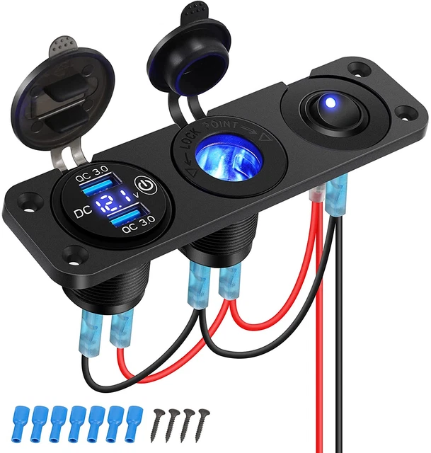 Panneau De Prise De Chargeur De Voiture 12V QC3.0 USB Avec Prise D'Allume Cigare