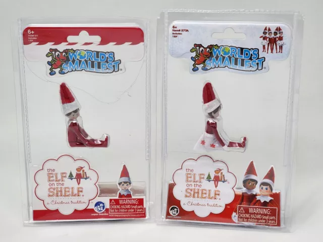World's Smallest The Elf on the Shelf Boy & Girl Doll Figures Set Lot Christmas