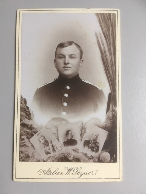 CDV, Soldaten-Portrait mit Kaiser, Infanterie, Foto-Atelier Seyser, Magdeburg