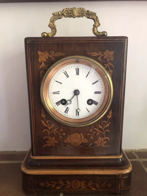 French Inlaid Rosewood Mantel Clock C1870 Marti & Co