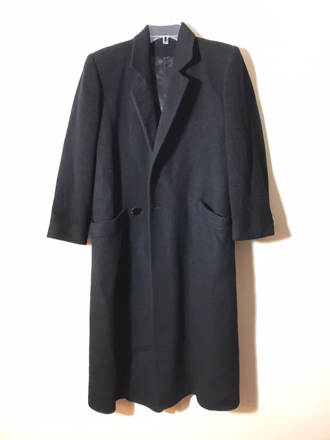 EUC Fleurette 100% Cashmere Asymmetric Wrap Style Black Soft Single Button 8