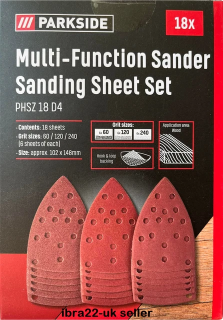 PARKSIDE MULTI FUNCTION SANDER Sanding Sheet Set PHSZ18 D4 11.99