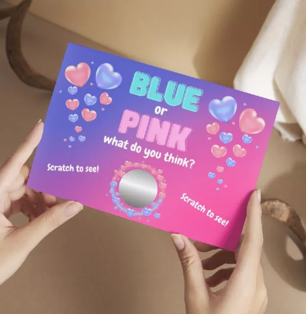 Tarjeta de Rascadores Revelación de Género Azul o Rosa ¿Qué Piensas Baby Shower Fiesta ROSA