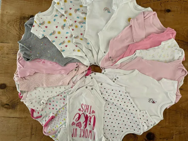 Baby Girl 0-3 months Bundle 17 Short Long Sleeve Bodysuits Mixed Brands