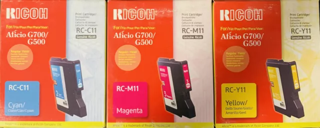 Ricoh RC-C11 RC-M11 RC-Y11 Original Cian Magenta Amarillo Aficio G500/G700