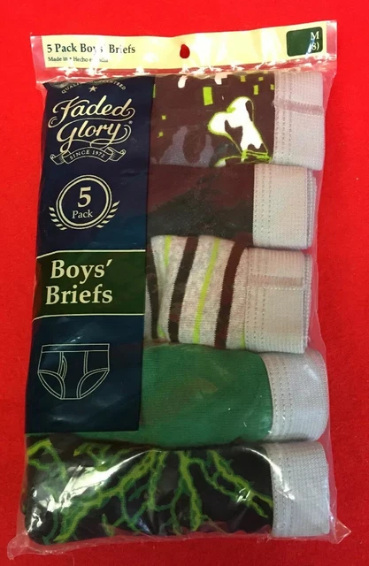 Faded Glory Boy's M (8) Multi-Color 100% Cotton Briefs Package of 5 Faded Glory Boy's M (8) Multi-Color 100% Cotton Briefs Package of 5
