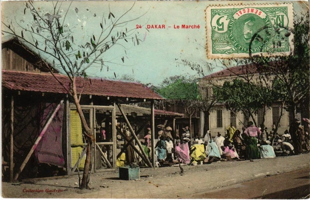 CPA Sénégal Dakar Le Marché - Carte Postale Ancienne - Noir Et Blanc - 1900