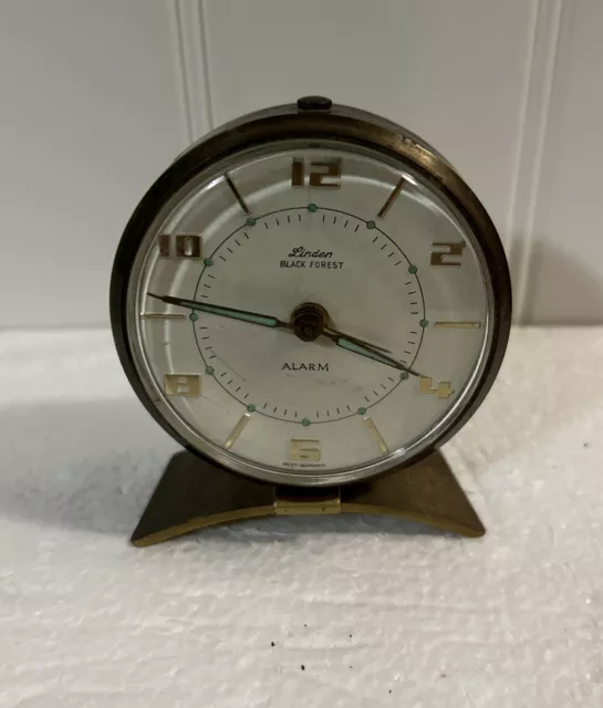 Linden Black Forest Wind Up Travel Alarm Clock/Tilts/West Germany🔥READ/VINTAGE