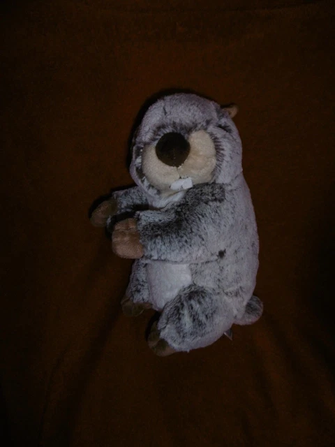 Doudou Créations Dani Peluche Castor Marmotte Gris Chine Beige 25 cm