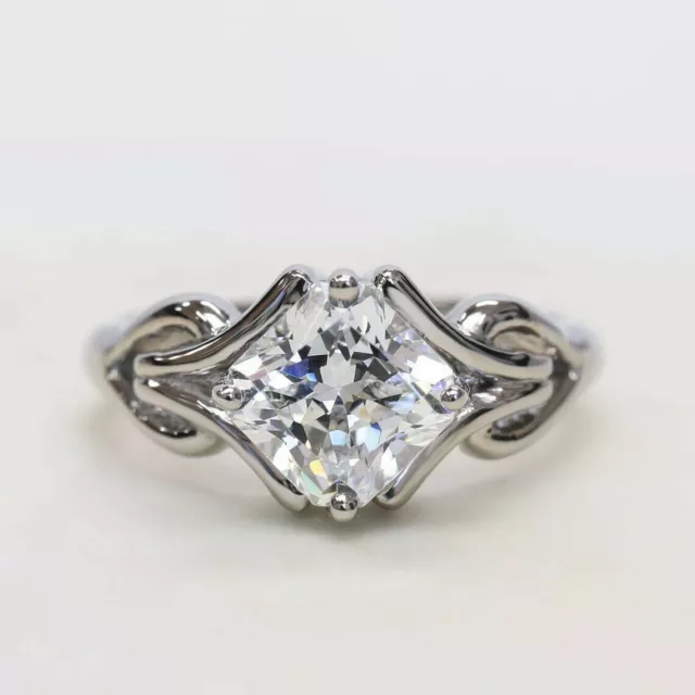 2Ct Princess Cut Lab Created Diamond Vintage Engagement Ring 14k White Gold FN