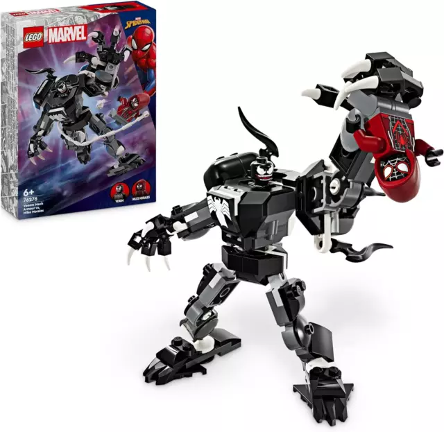 LEGO Marvel Mech Di Venom Vs. Miles Morales, Giocattolo Action Figure Snodabile