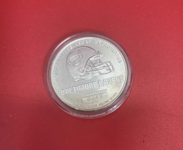 Baltimore Ravens 1996 Holland Mint Ltd Edt 1 Troy Oz .999 Fine Silver #0349