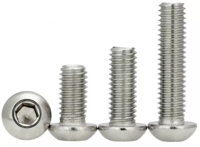 1/4-20 Stainless Steel Allen Hex Drive Button Head Socket Cap Bolts Screws