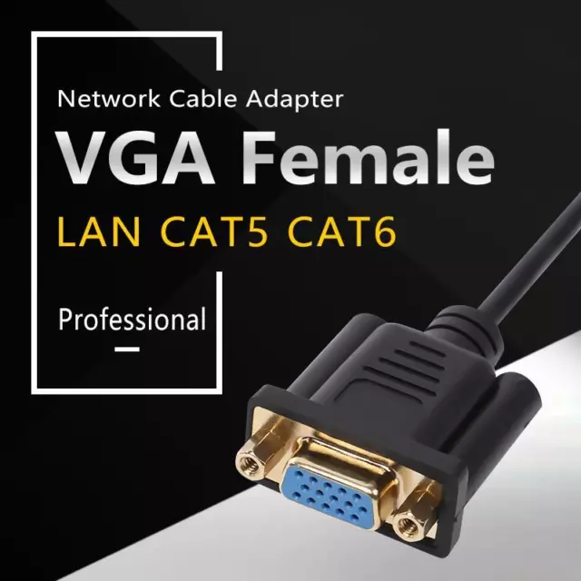 CAT6 LAN Puerto Ethernet VGA a RJ45 Extensor VGA Adaptador de cable de red