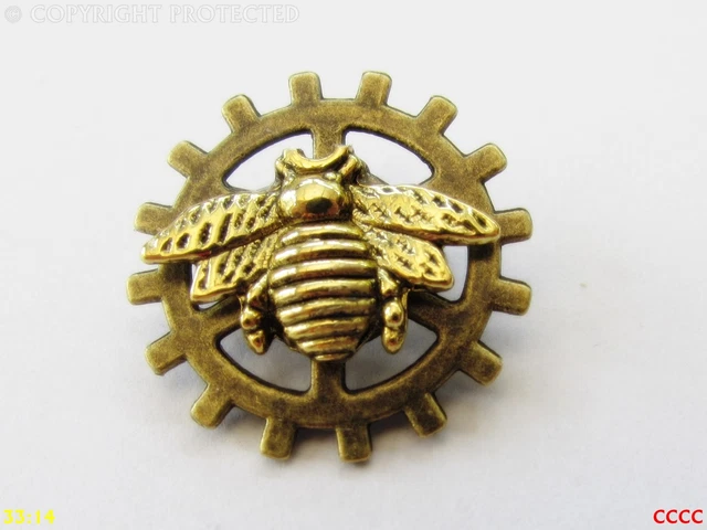 Broche De Revers Ancienne Abeille à Miel - Laiton Doré Et Strass - Homme/collection