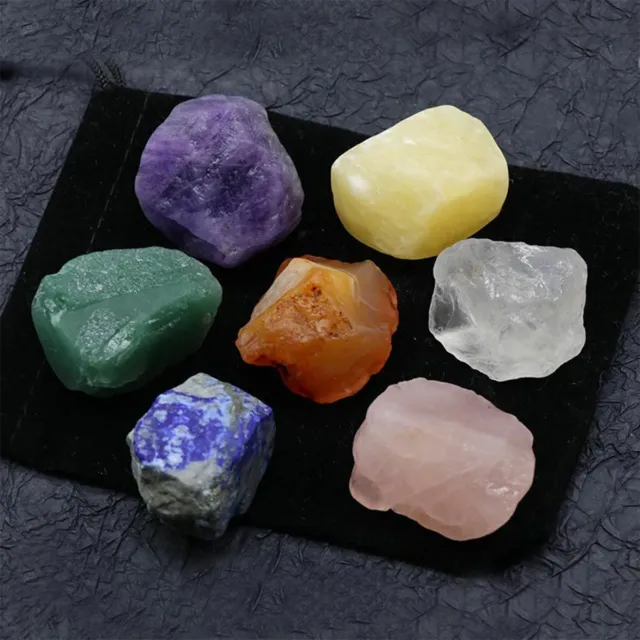 7PCS Set Chakra Stones Crystal Reiki Healing Energy Palm Natural Gemstone Quartz