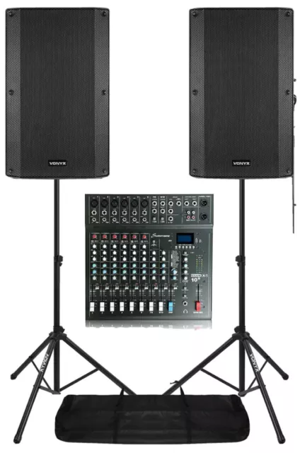 Band PA 15” 1000w Speaker System inc CLUB XS10+ Mixer vonyx events/practice/gigs