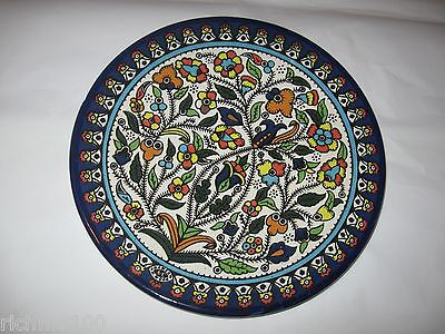Vintage Jerusalem A.C Studio Armenian Ceramic Iznik Floral Hand Painted Plate