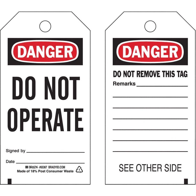 BRADY 65367 Tag,5 3/4 in H,3 in W,Polyester,PK25