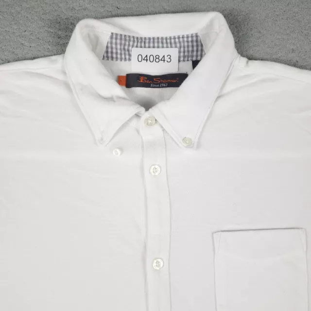 Ben Sherman Shirt Mens Large White Casual Button Up Short Sleeve