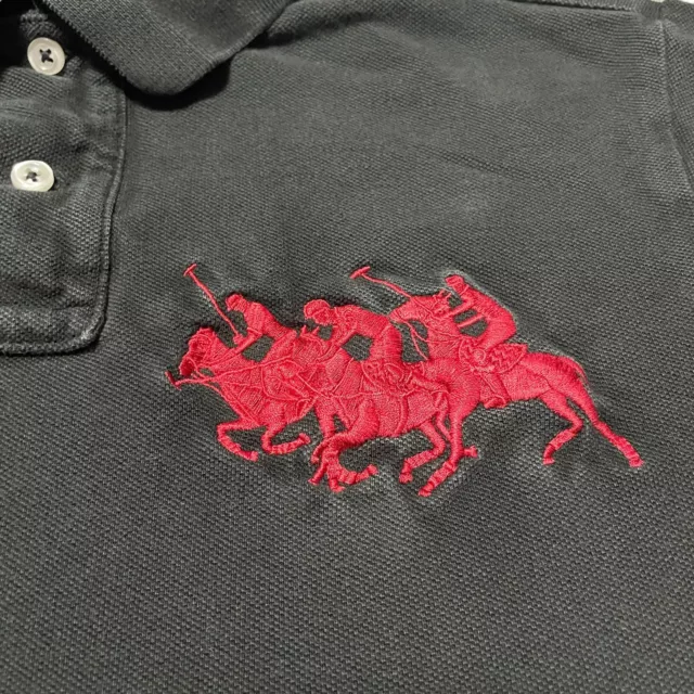 POLO RALPH LAUREN Polo Shirt Custom Fit Big Pony Embroidery Black Red ...